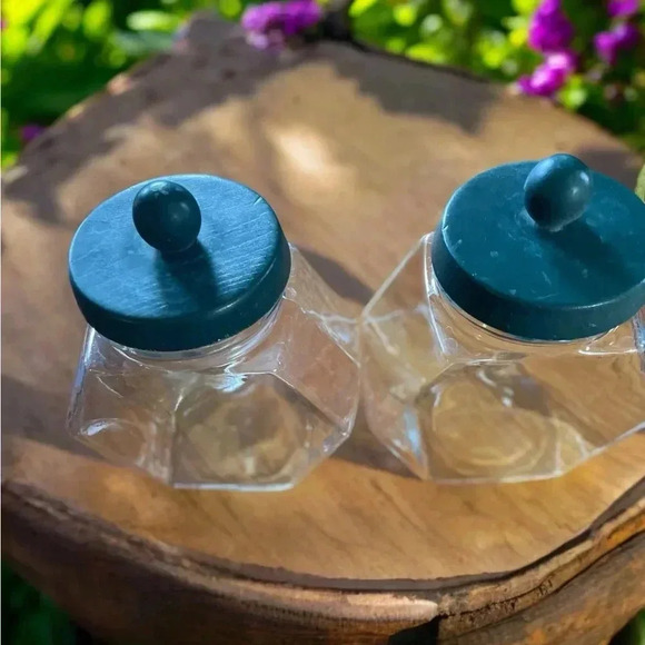 Libbey Glass Counter Jar Canister Hexagon Wood Lid Of Canada General Store Style - Picture 3 of 3